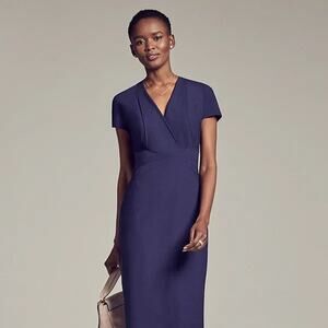 MM LaFleur Emma Dress Navy Sheath Modest Wool Business Classic Women 4